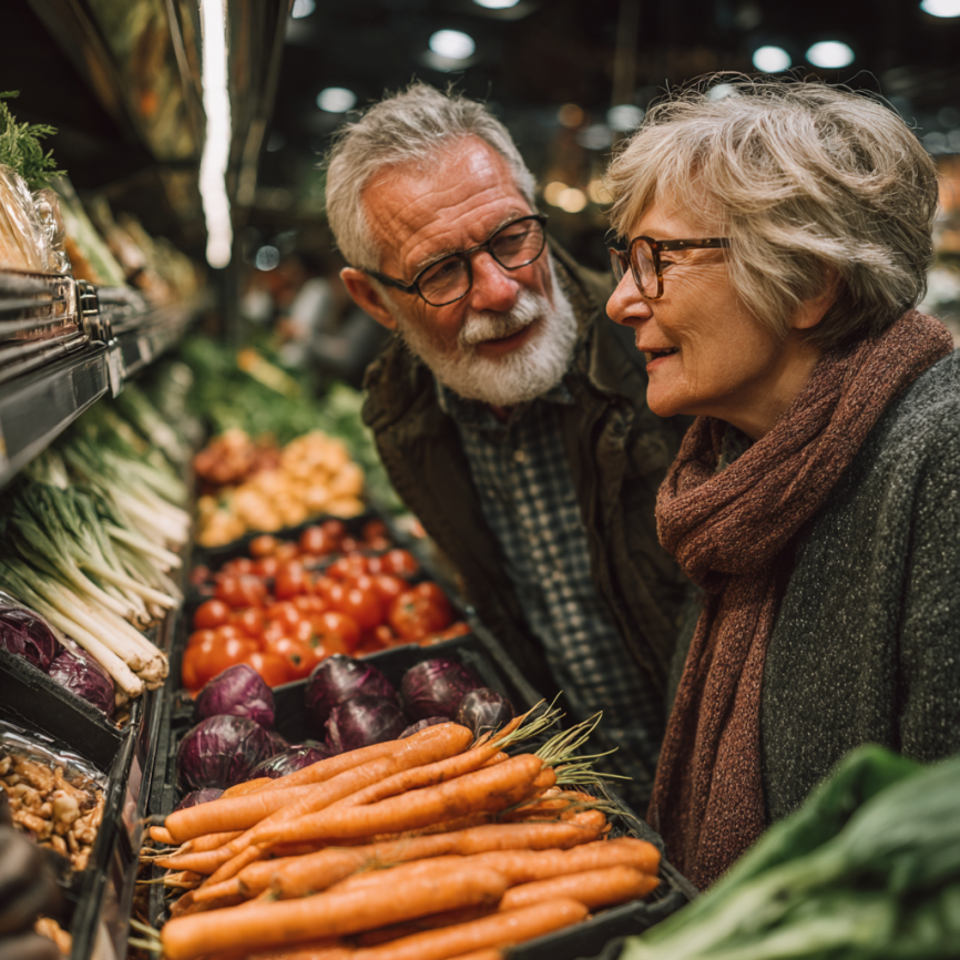 Літня жінка готує здорову їжу